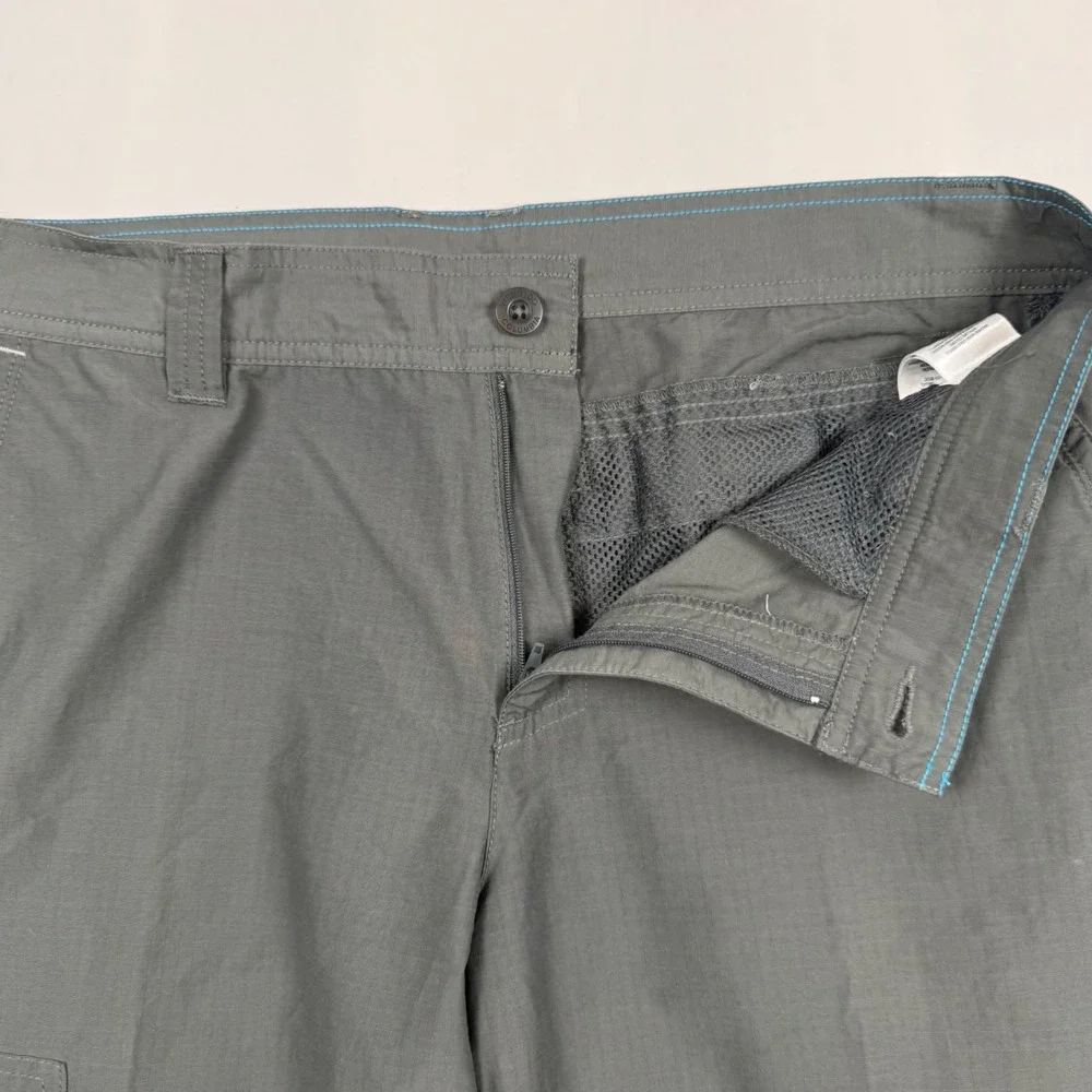 Columbia Mens Gray Ripstop Cargo Hiking Pants 34x32 Outdoor Lightweight Techwear